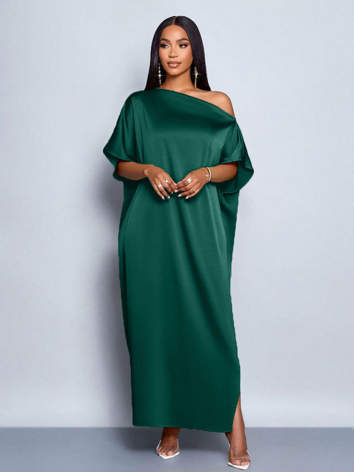 Damen Maxikleid mit asymmetrischem Schnitt und elegantem Fall Drune