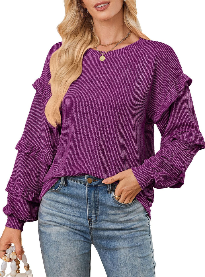 Damen Elegantes Sweatshirt mit Rüsche Drune