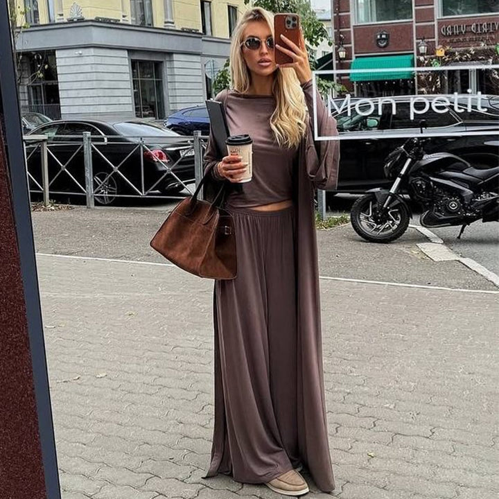 Damen modisches Longsleeve- und Palazzo-Set Drune
