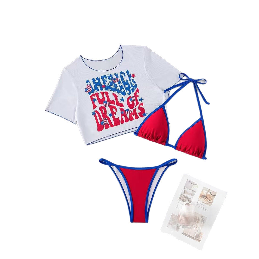 Damen Crop Top und Hochschnitt Bikinihöschen Drune