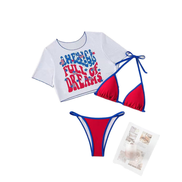 Damen Crop Top und Hochschnitt Bikinihöschen Drune