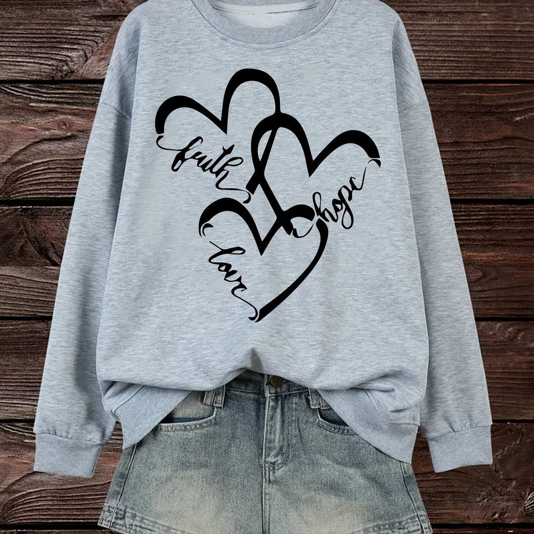 Damen Sweatshirt mit romantischem Herzmotiv und inspirierendem Aufdruck Drune