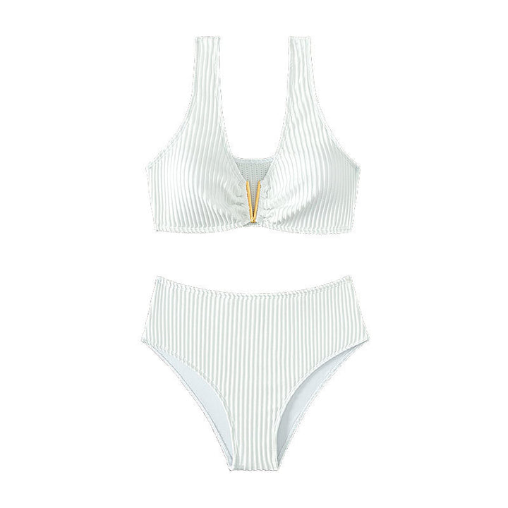 Damen Hoch tailliertes Bikini-Set mit einzigartiger Rippstruktur Drune