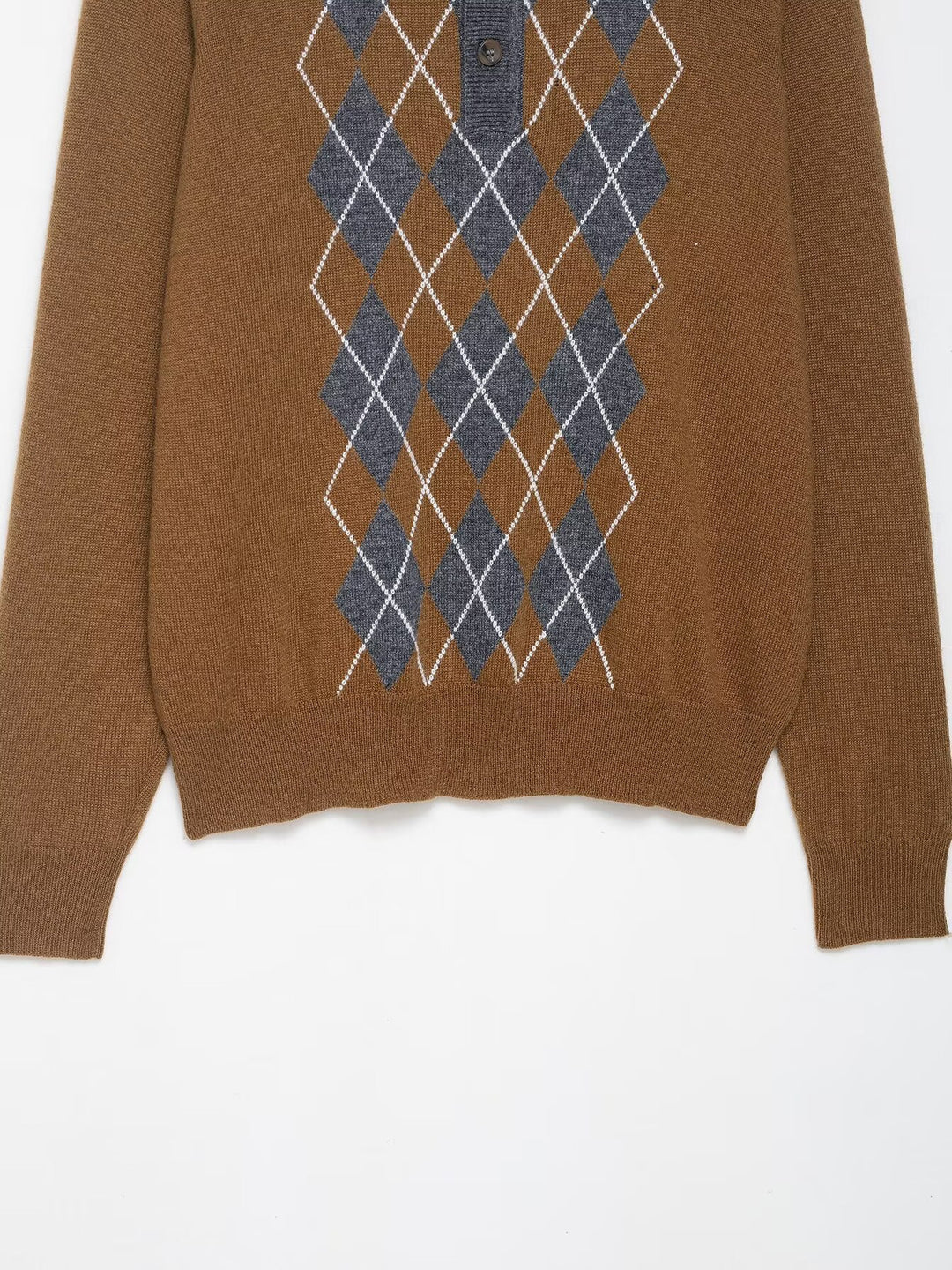 Damen eleganter Pullover mit Rautenmuster und Kragen Drune
