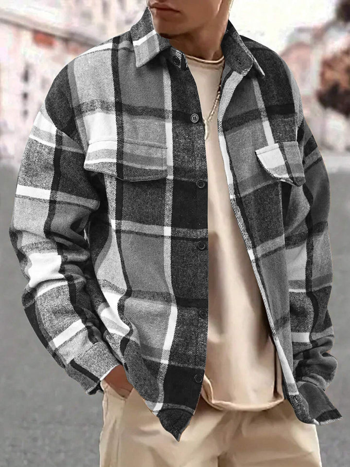 Herren nan weite Karo-Hemdenjacke aus weichem Flanell mit aufgesetzten Brusttaschen Drune