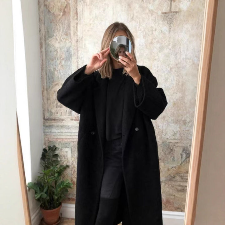 Damen Oversized Wollmantel mit klassischem Revers Drune