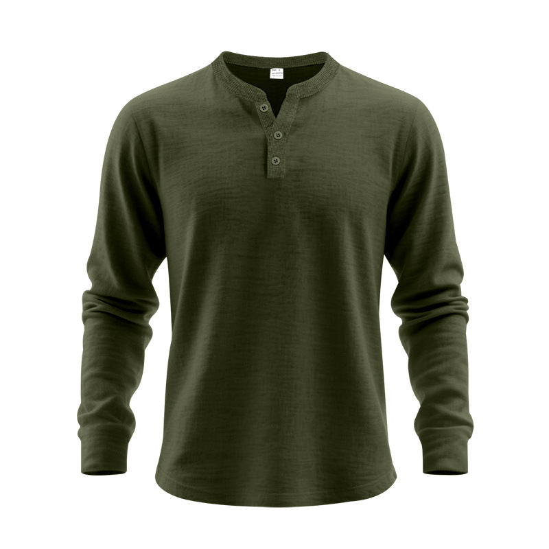 Herren nan strukturiertes Henley-Langarmshirt mit Thermo-Waffelstruktur, geripptem Stehkragen und körperfreundlichem Schnitt Drune