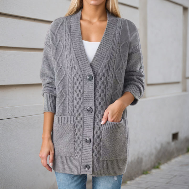 Damen Strickjacke mit Struktur und praktischen Taschen Drune