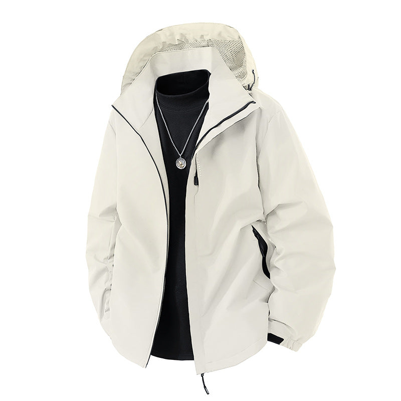 Herren nan leichte wetterfeste Softshelljacke mit verstellbarer Kapuze, winddichter Außenlage und atmungsaktivem Meshfutter Drune