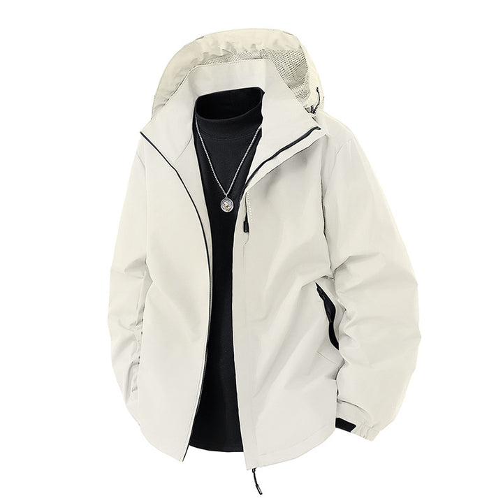 Herren nan leichte wetterfeste Softshelljacke mit verstellbarer Kapuze, winddichter Außenlage und atmungsaktivem Meshfutter Drune
