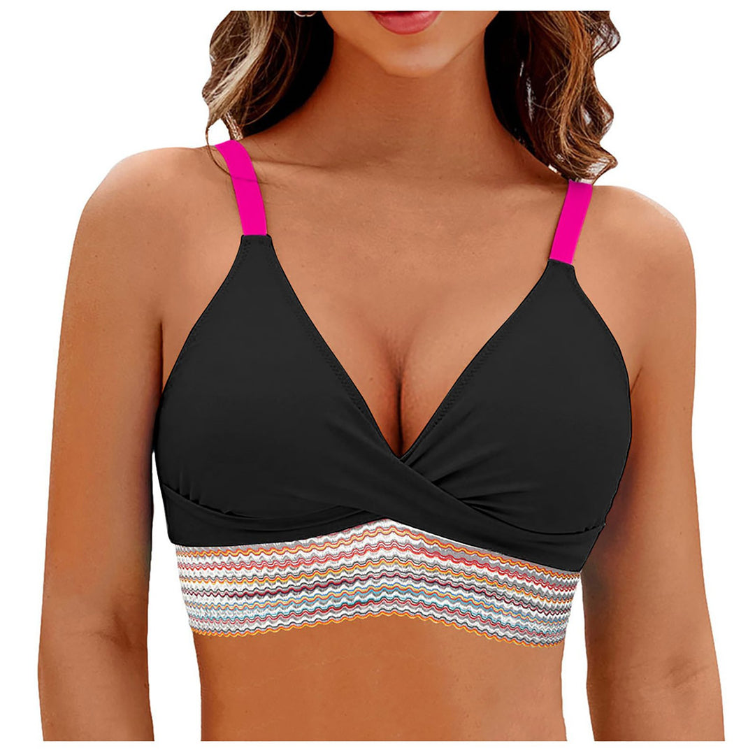 Damen Wickel-Bikini-Oberteil mit modischem Muster Drune