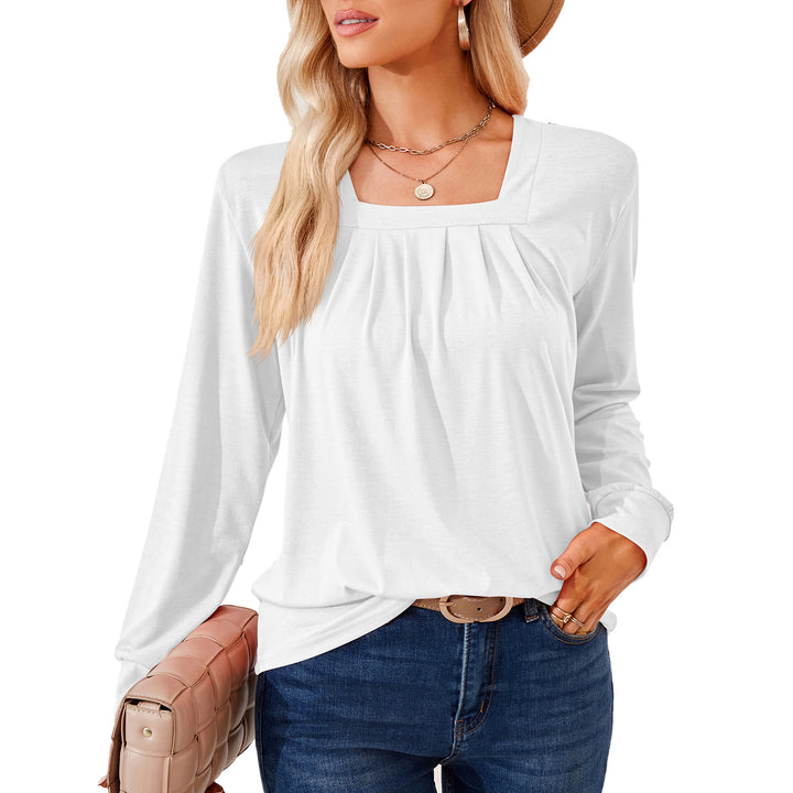 Damen Langarmshirt mit quadratischem Ausschnitt und femininer Raffung Drune