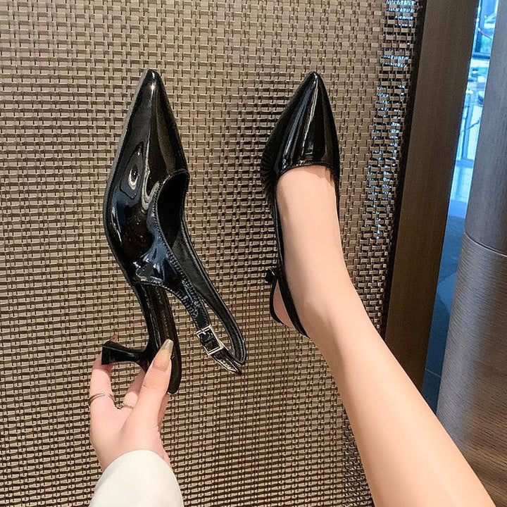 Damen Slingback-Pumps mit spitzer Kappe und glänzender Oberfläche Drune