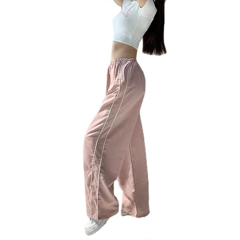 Damen Weite Satin-Hosen mit elastischem Bund Drune