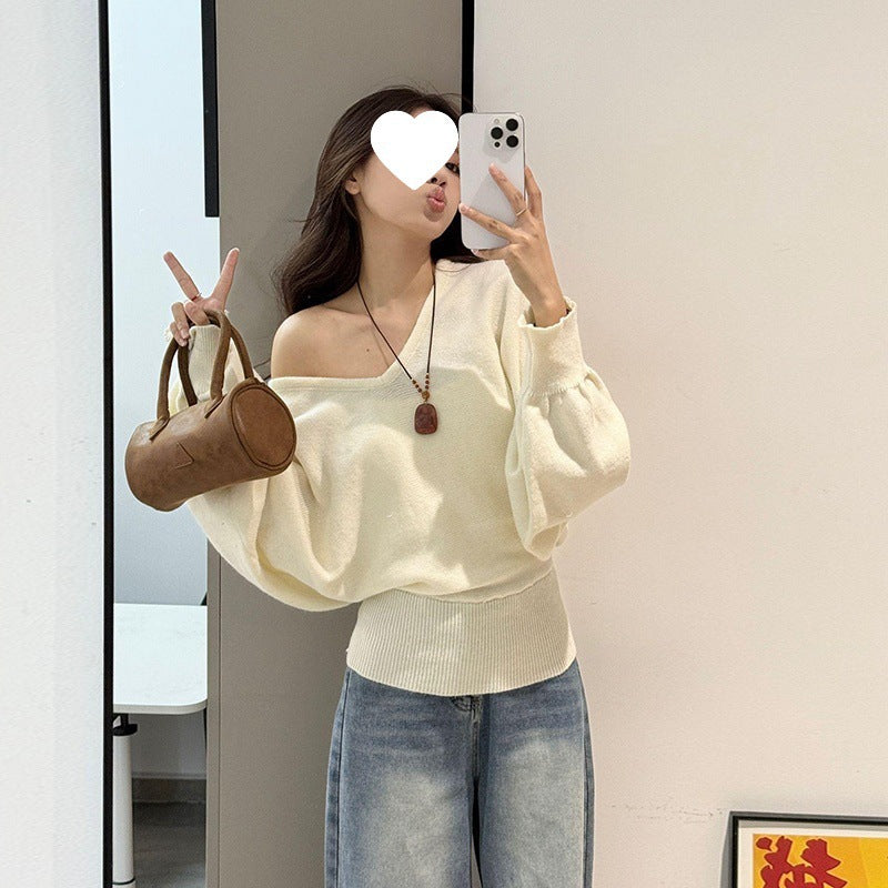 Damen Moderner Pullover mit V-Ausschnitt und wählbarem Bindegürtel Drune