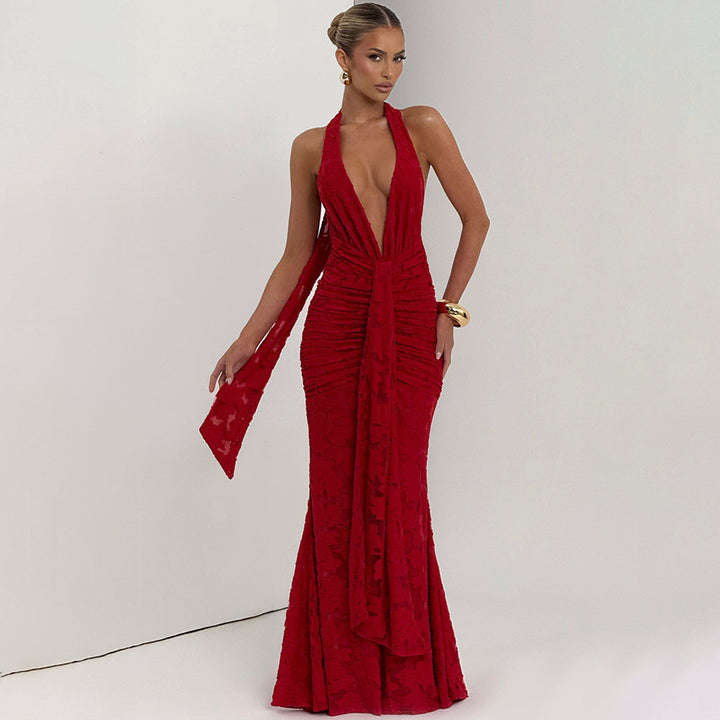 Damen Elegant drapiertes Abendkleid Drune