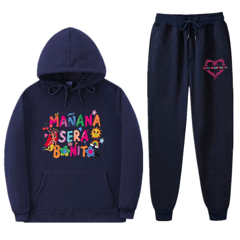 Damen Sweatshirt- und Jogginghose-Set mit buntem Aufdruck Drune
