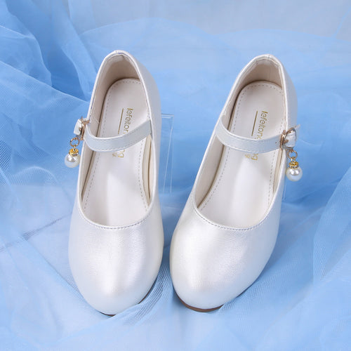 Mädchen Elegante Ballerinas mit verstellbarem Riemen und Perlenanhänger Drune