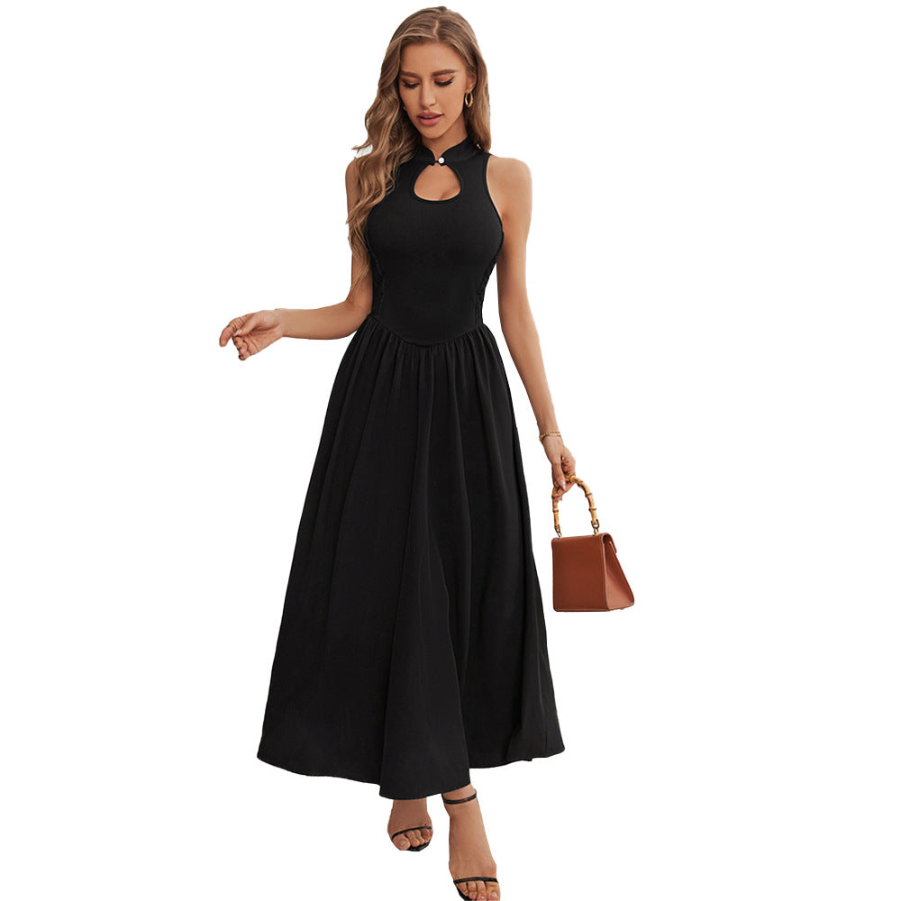 Damen Maxikleid mit schickem Schlüssel-Ausschnitt und fließendem Rock Drune