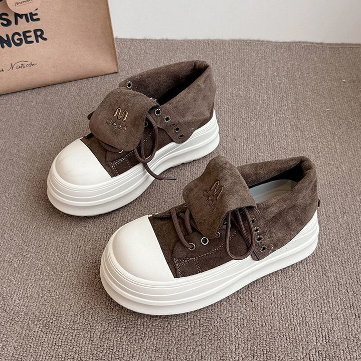 Damen Hochformat Sneakers mit modischem Veloursleder und robustem Plateau Drune