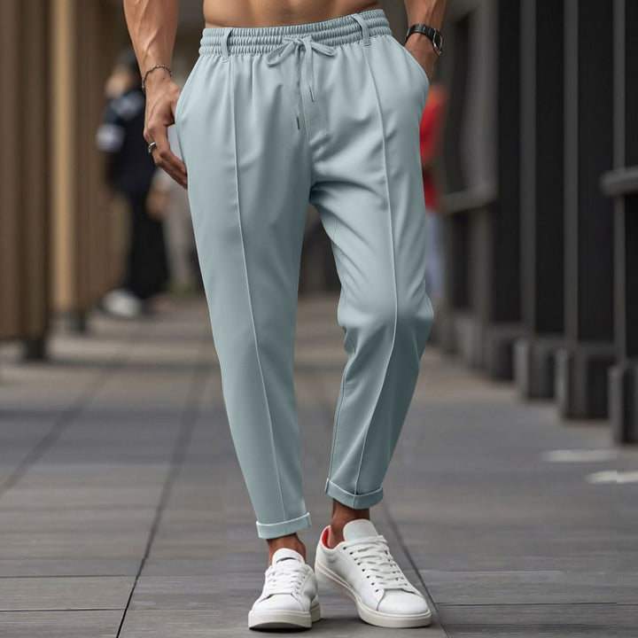 Drune | Herren Gerade Passform Elastischer Bund mit Kordelzug Weicher Baumwollmix