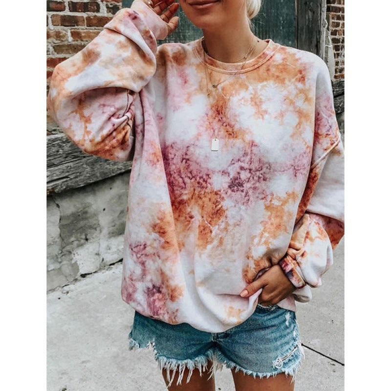 Damen Oversized Sweatshirt im modischen Batikdesign Drune