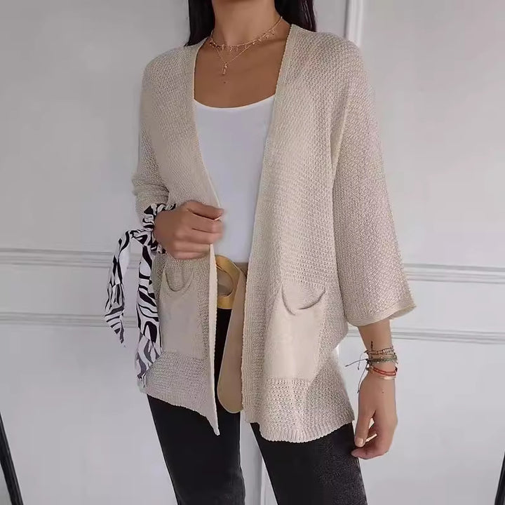 Damen lässige Strickjacke mit praktischen Taschen Drune