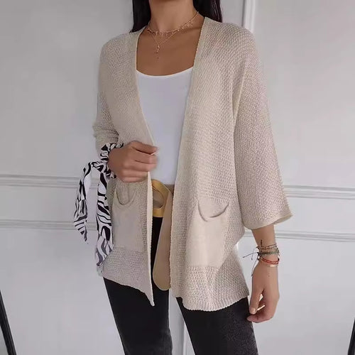 Damen lässige Strickjacke mit praktischen Taschen Drune