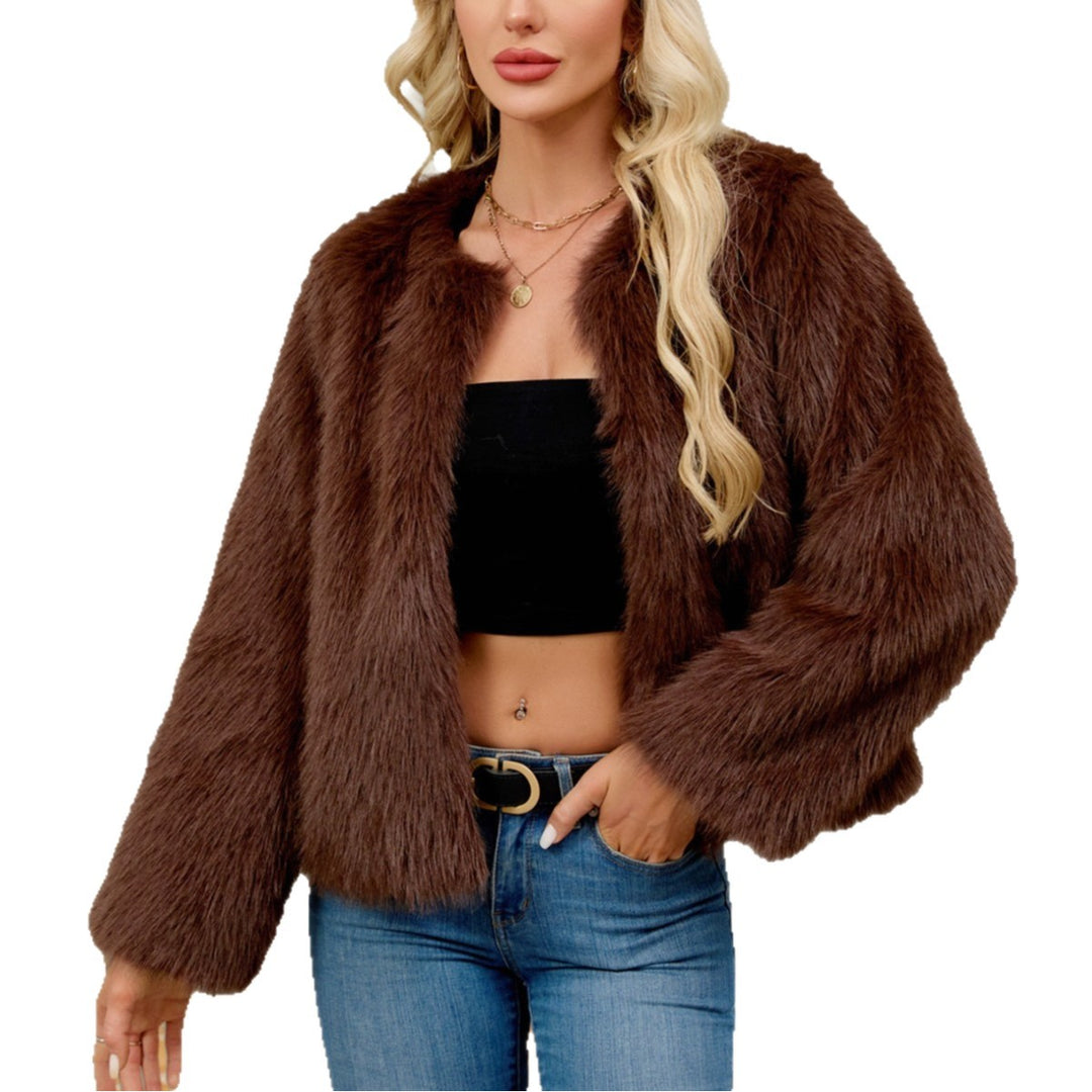Damen Flauschige Kurzjacke aus Kunstfell mit lockerer Passform Drune