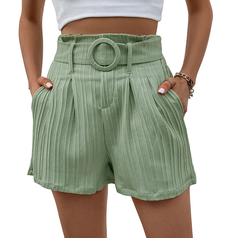 Damen Faltenshorts mit verstellbarem Taillengürtel Drune