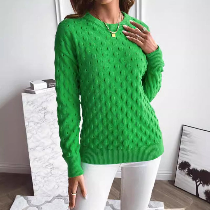 Damen Feinstrickpullover mit dekorativem Lochmuster und lässigem Schnitt Drune