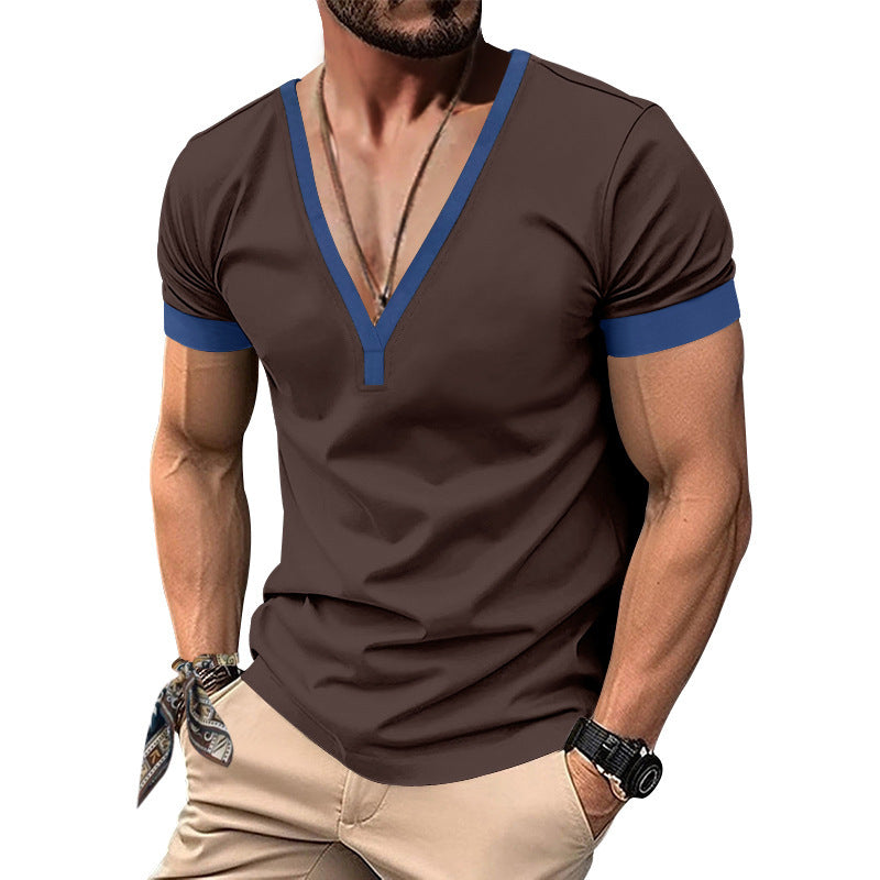 Herren modernes V-Ausschnitt T-Shirt Drune