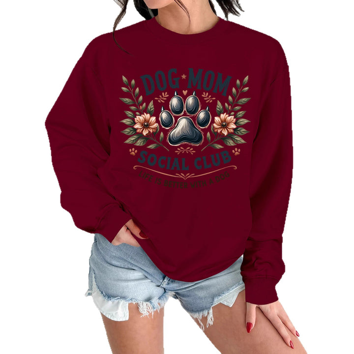 Damen Sweatshirt mit trendigem Hundemotiv und aufgepepptem Aufdruck Drune