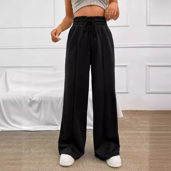Damen weite Freizeit-Hose mit elastischem Bund und seitlichen Taschen Drune