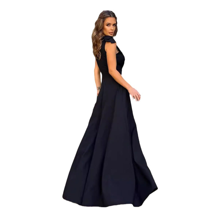 Damen Elegantes Abendkleid mit tiefem V-Ausschnitt und hohem Schlitz Drune