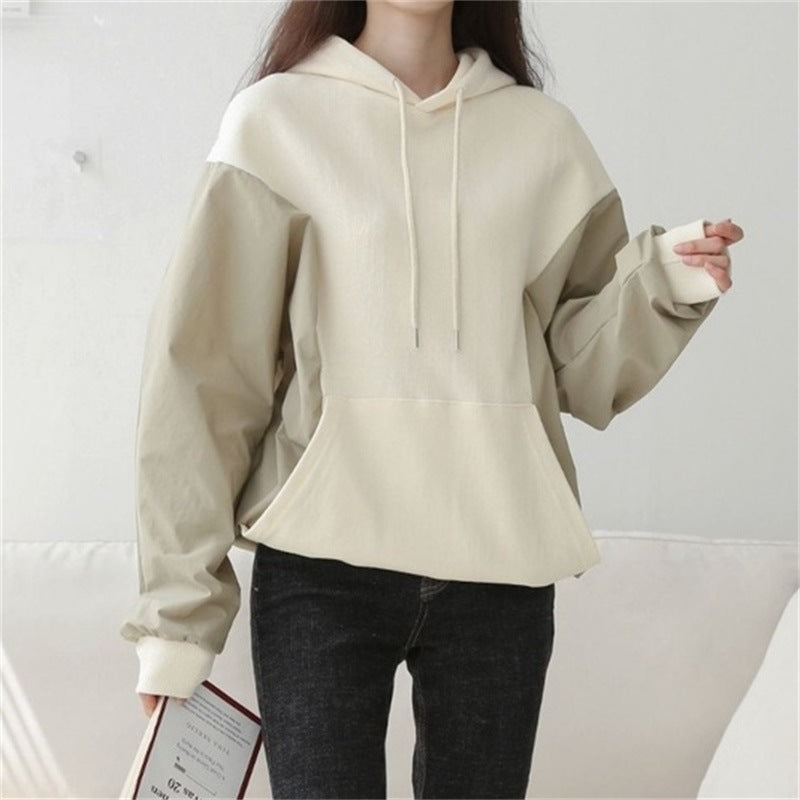 Damen Kapuzenpullover mit kontrastierenden Ärmeln und lässigem Schnitt Drune
