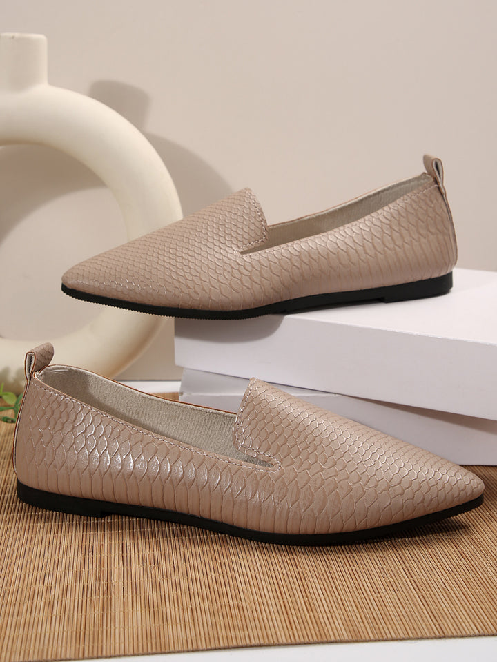 Damen nan flexible Keil‑Loafer mit Krokoprägung und spitzer Zehenpartie Drune