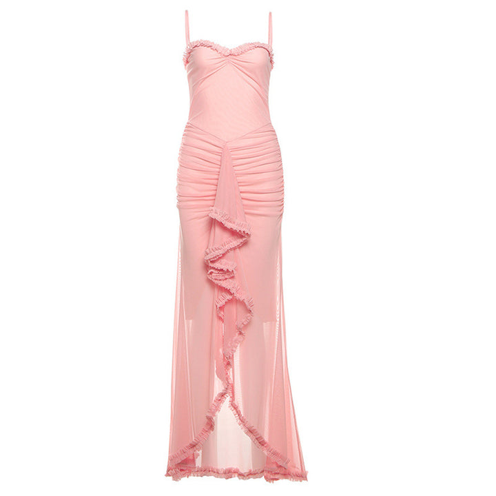Damen Elegantes Maxikleid mit voluminösen Rüschen und figurformendem Schnitt Drune