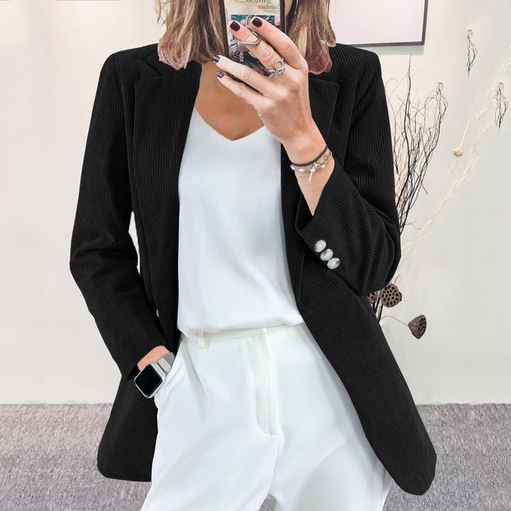 Damen Eleganter Blazer im Ripp-Design mit tailliertem Schnitt Drune