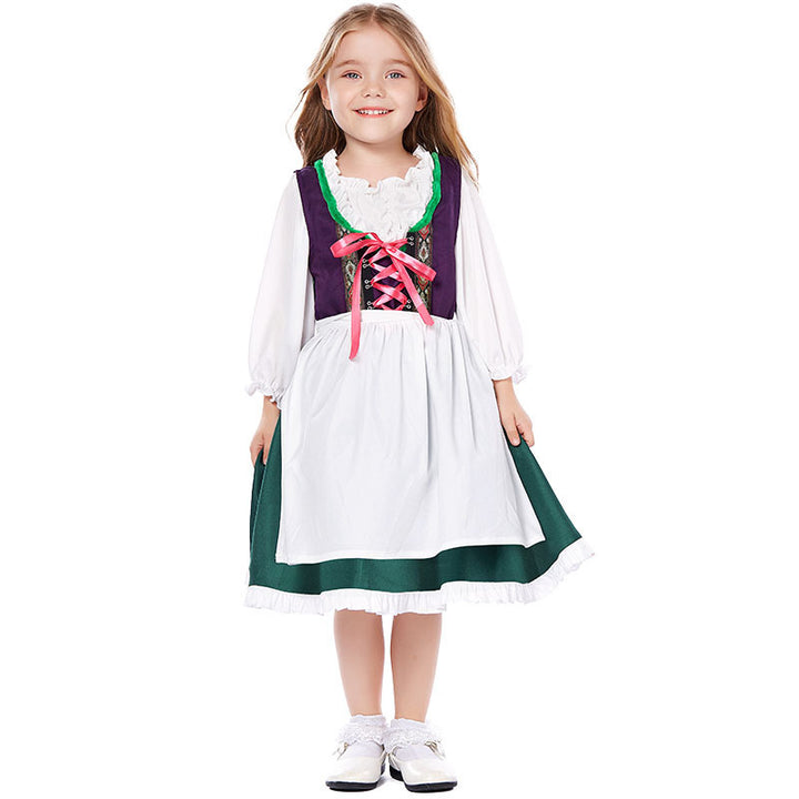 Damen nan dreiteiliges Trachtenkleid Dirndl Kostümset mit Schnürung, tailliertem Rock und abnehmbarer Carmenbluse Drune