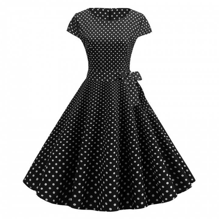 Damen Swingkleid mit Punkten und eleganter Taillierung Drune