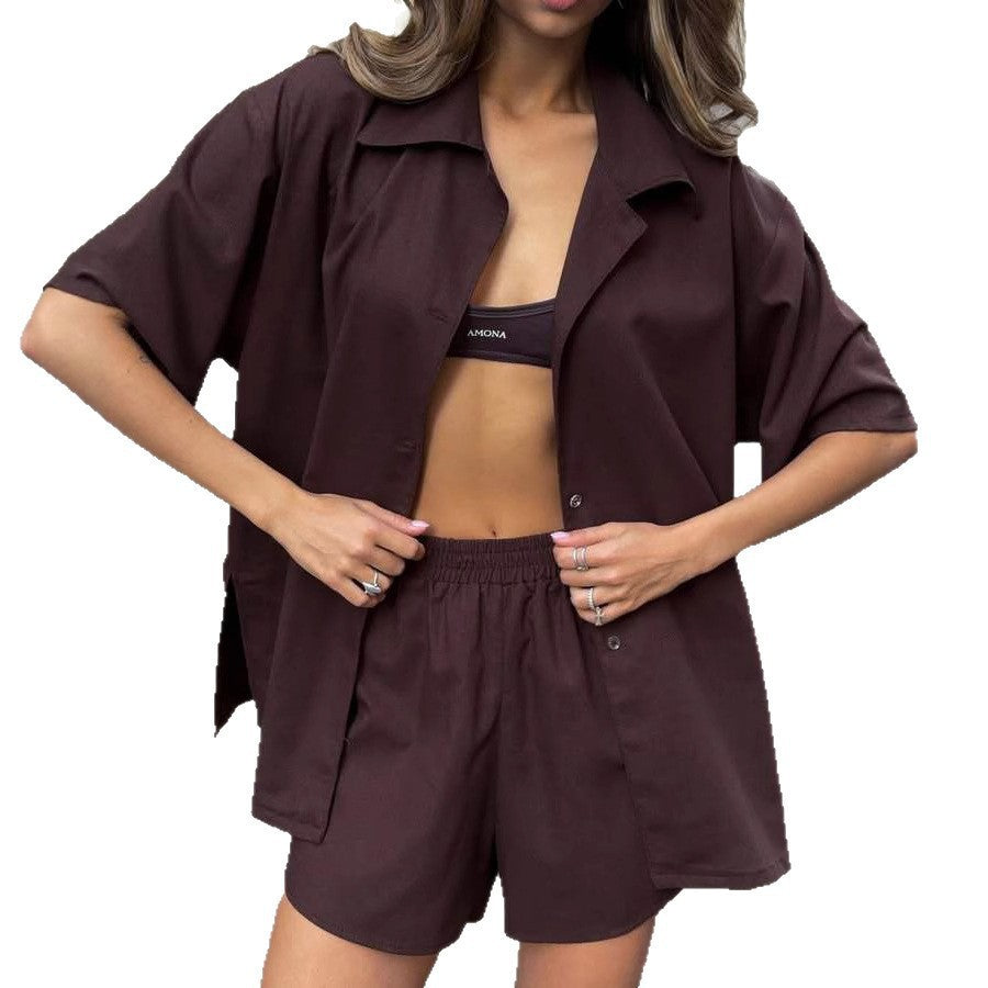 Damen lässiges Loungewear-Set mit leichtem Kimono-Oberteil und weichen Shorts Drune