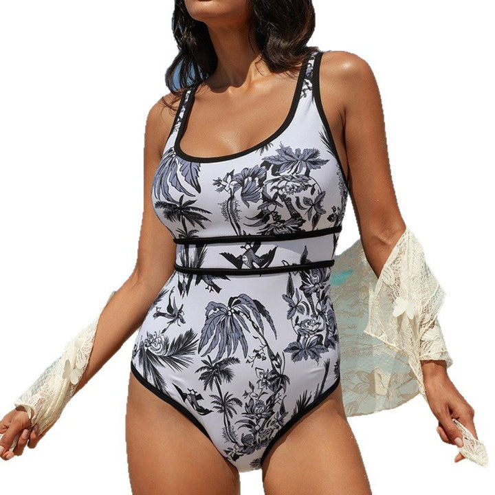 Damen Einteiliger Badeanzug mit modischem floralem Muster Drune