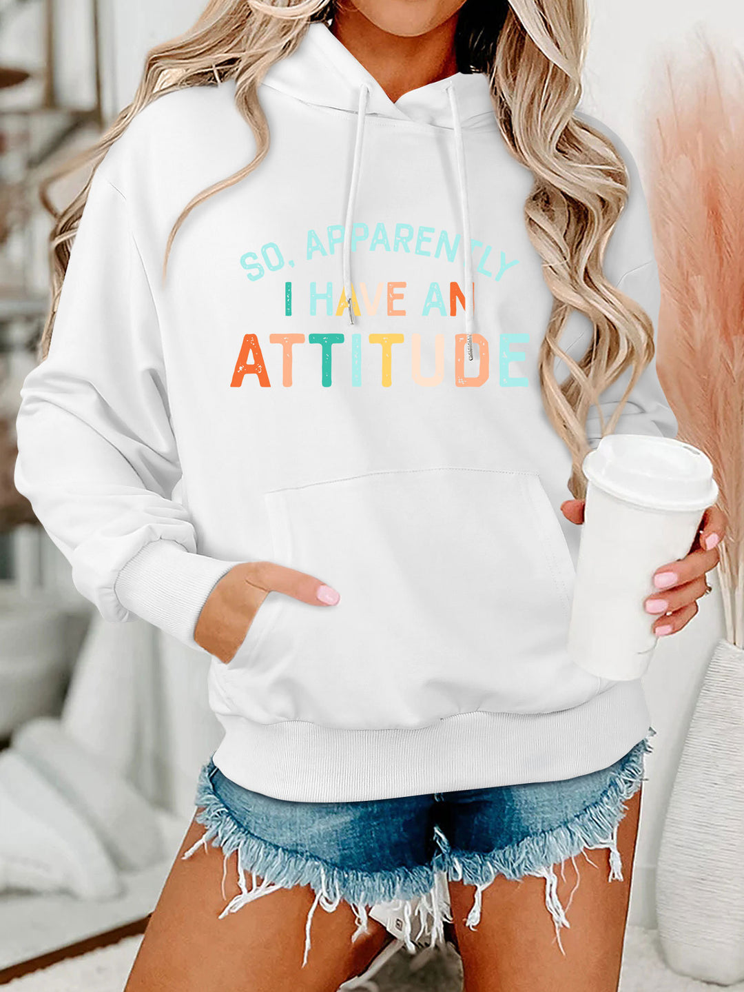 Damen Kapuzenpullover mit kreativem Schriftzug und lässiger Passform Drune