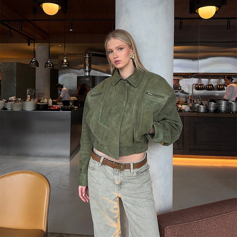 Damen Snacklederjacke mit lässigem Schnitt Drune
