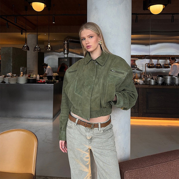 Damen Snacklederjacke mit lässigem Schnitt Drune