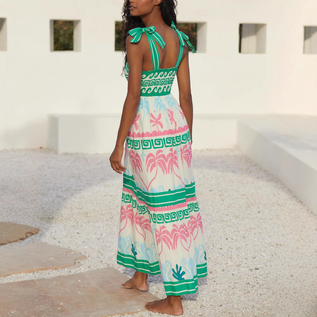 Damen Sommerliches Maxikleid mit einzigartigem grafischem Muster und praktischen Taschen Drune