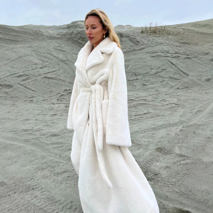 Damen Eleganter und warmer Übermantel mit breitem Kragen und Knopfverschluss Drune