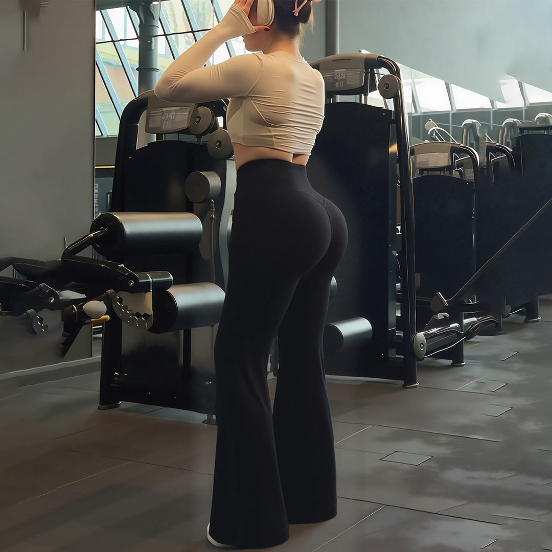 Damen Hoch sitzende Yoga-Hosen mit Ellbogen-Design und Figur formender Passform Drune