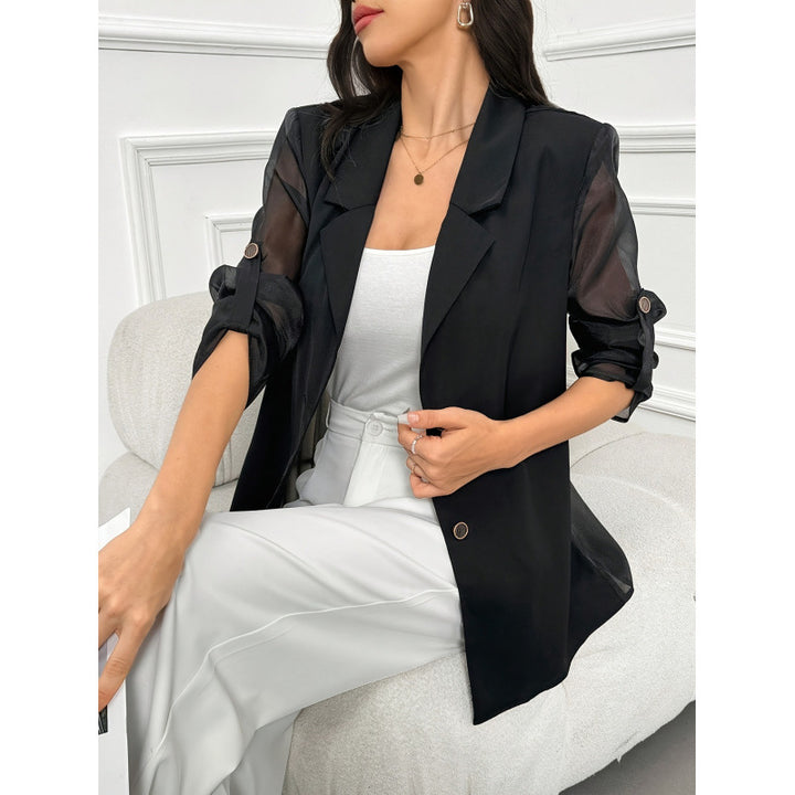Damen Eleganter Blazer mit transparenten Ärmeln Drune